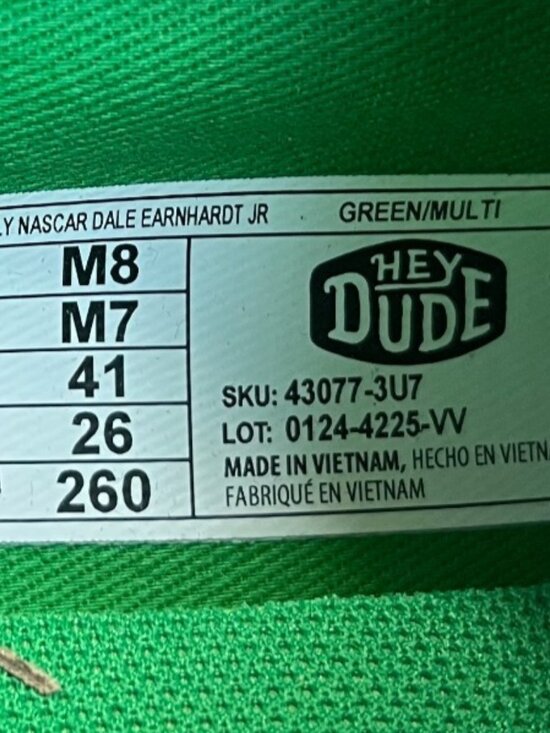 Hey Dude Wally Nascar Dale Earnhardt Jr Mens Size 8 Green Athletic Slip On Shoes main image 5